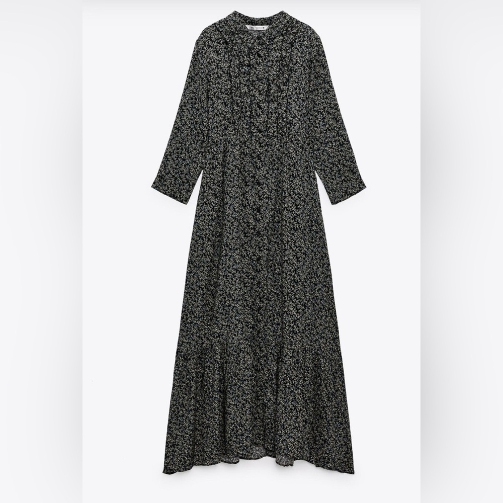 Zara Black and White Long Sleeve Maxi Dress - Picture 1 of 7